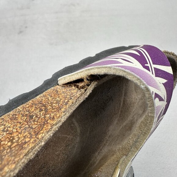 Birkenstock Birki's Womens Size 8 Sandals Purple Floral Birko-Flor Triple Buckle - Picture 9 of 10